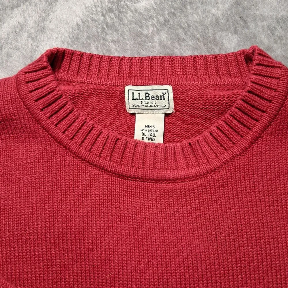 Ll Bean knit Sweater xlt‎ red pullover crewneck 0 FW85
